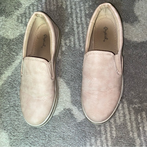Blush Pink Snakeskin Slip On Sneakers - Picture 6 of 12